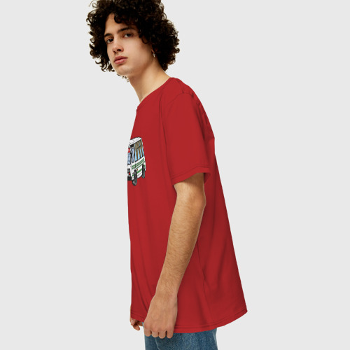 Мужская футболка хлопок Oversize Пазик, цвет красный - фото 5