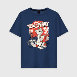 Tom and Jerry – Женская футболка хлопок Oversize с принтом купить со скидкой в -16%