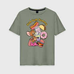 Jerry Yummy – Женская футболка хлопок Oversize с принтом купить со скидкой в -16%