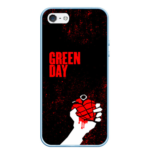 Чехол для iPhone 5/5S матовый Green day, цвет голубой