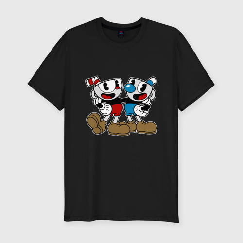 Мужская футболка хлопок Slim Cuphead, цвет черный