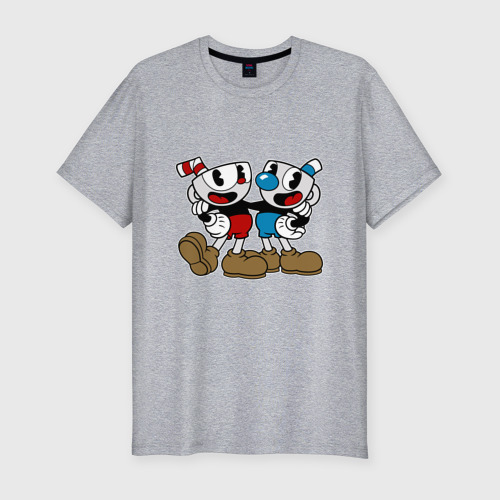 Мужская футболка хлопок Slim Cuphead, цвет меланж