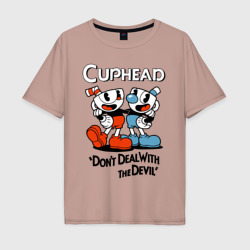 Мужская футболка хлопок Oversize Cuphead, Don't deal with devil