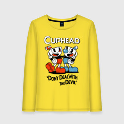 Женский лонгслив хлопок Cuphead, Don't deal with devil