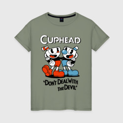 Женская футболка хлопок Cuphead, Don't deal with devil