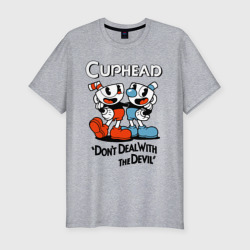 Мужская футболка хлопок Slim Cuphead, Don't deal with devil