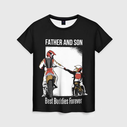 Женская футболка 3D с принтом Папа и сын, вид спереди #2