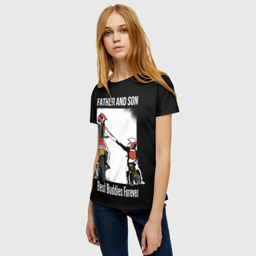 Женская футболка 3D с принтом Папа и сын, фото на моделе #1