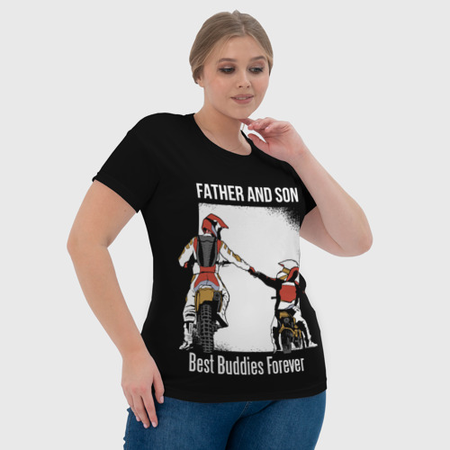 Женская футболка 3D с принтом Папа и сын, фото #4