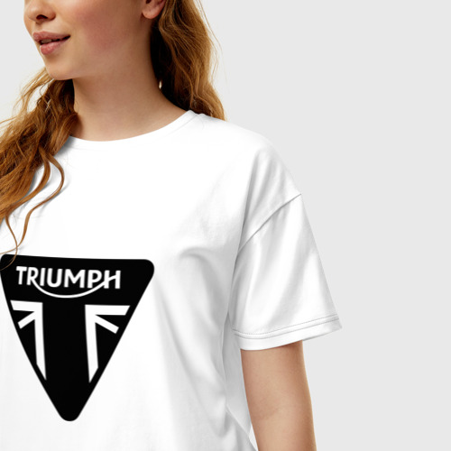 Женская футболка хлопок Oversize Triumph Мото Лого, цвет белый - фото 3