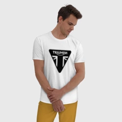 Мужская пижама с белой футболкой хлопок Triumph Мото Лого - фото 2