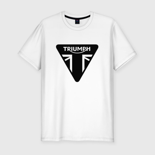 Мужская футболка приталенная из хлопка с принтом Triumph Мото Лого, вид спереди №1