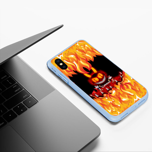 Чехол для iPhone XS Max матовый Cuphead devil, цвет голубой - фото 5