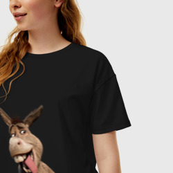 Женская футболка хлопок Oversize Шрек - Осел - фото 2