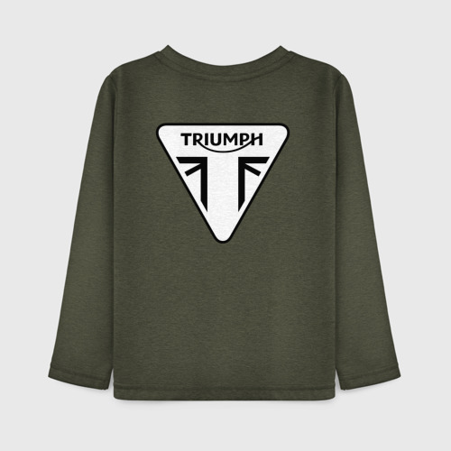 Детский лонгслив хлопок Triumph логотип, цвет меланж-хаки - фото 2