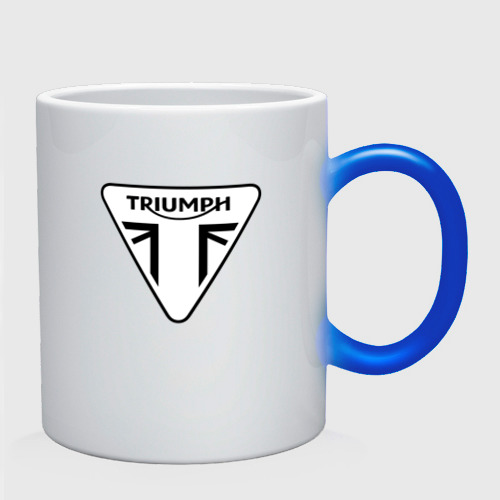 Кружка хамелеон Triumph логотип, цвет белый + синий - фото 2