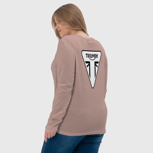 Женский лонгслив хлопок с принтом Triumph логотип, вид сзади #2