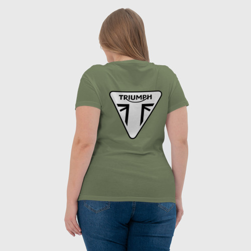 Женская футболка хлопок с принтом Triumph логотип, вид сзади #2