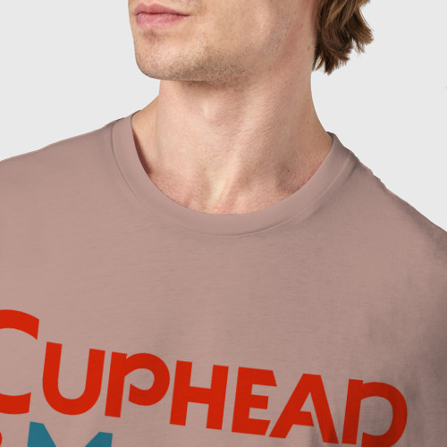 Мужская футболка хлопок Cuphead & Mugman, цвет пыльно-розовый - фото 6