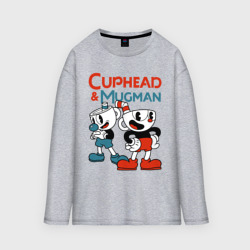 Мужской лонгслив oversize хлопок Cuphead & Mugman