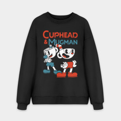 Мужской свитшот oversize без начеса хлопок Cuphead & Mugman