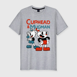 Мужская футболка хлопок Slim Cuphead & Mugman