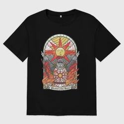 Мужская футболка хлопок Oversize Восхваляя солнце | Dark souls