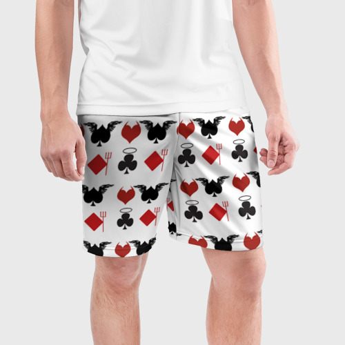 Мужские шорты спортивные Карточные масти, цвет 3D печать - фото 3