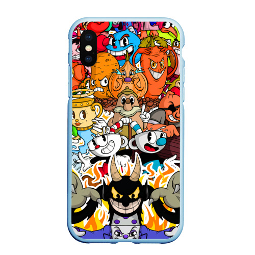 Чехол для iPhone XS Max матовый Cuphead, цвет голубой