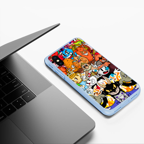 Чехол для iPhone XS Max матовый Cuphead, цвет голубой - фото 5