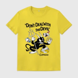 Мужская футболка хлопок Cuphead, Don't deal with devil