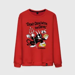 Мужской свитшот хлопок Cuphead, Don't deal with devil