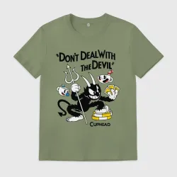 Мужская футболка хлопок Cuphead, Don't deal with devil