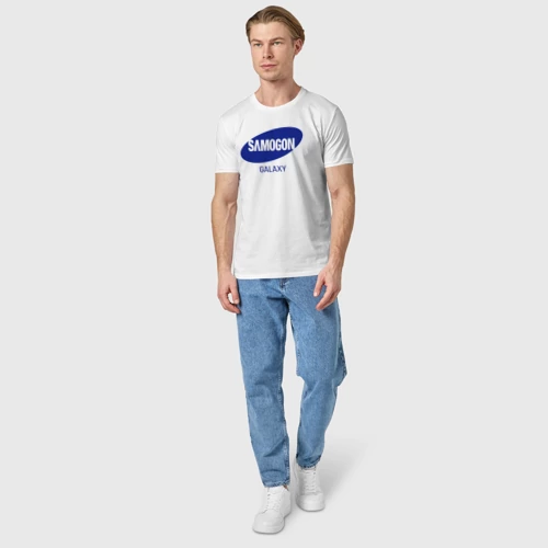 Мужская футболка хлопок с принтом Samogon galaxy, вид сбоку #3