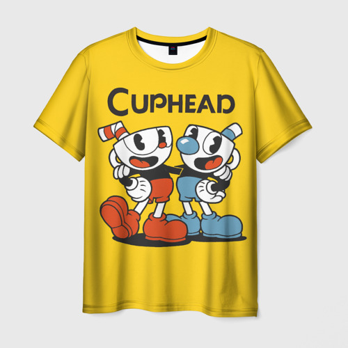 Мужская футболка с принтом Cuphead Шоу Чашека, вид спереди №1