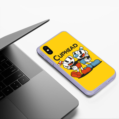 Чехол для iPhone XS Max матовый Cuphead Шоу Чашека, цвет светло-сиреневый - фото 5