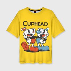 Женская футболка oversize 3D Cuphead Шоу Чашека