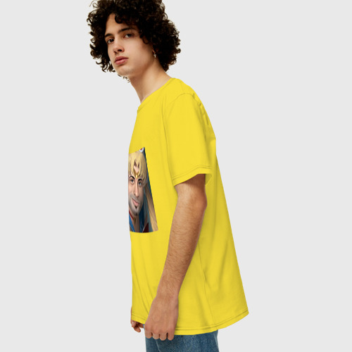 Мужская футболка хлопок Oversize Сейлор Мун, цвет желтый - фото 5