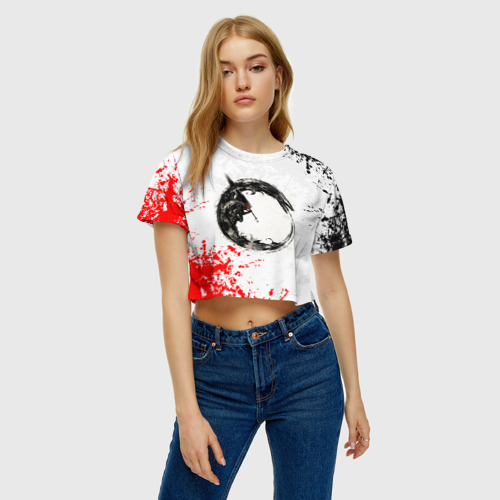Женская футболка Crop-top 3D Берсерк в круге, цвет 3D печать - фото 3