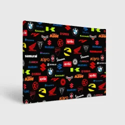 Холст прямоугольный Motorcycle pattern Мото паттерн