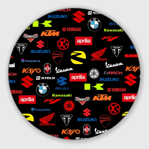 Круглый коврик для мышки Motorcycle pattern Мото паттерн