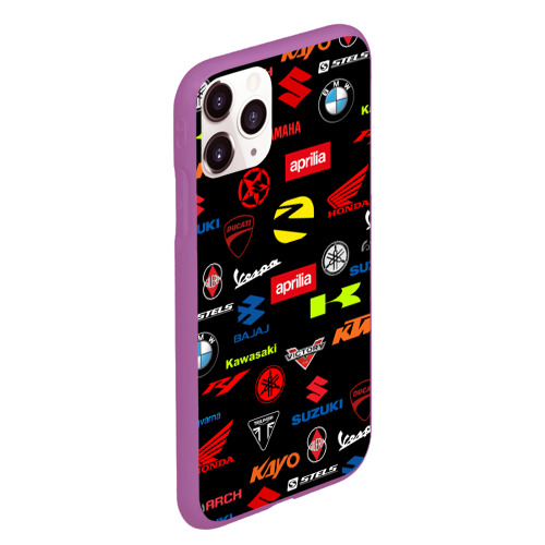 Чехол для iPhone 11 Pro Max матовый Motorcycle pattern Мото паттерн, цвет фиолетовый - фото 3