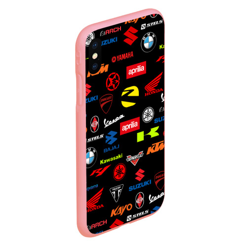 Чехол для iPhone XS Max матовый Motorcycle pattern Мото паттерн, цвет баблгам - фото 3