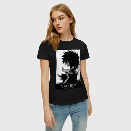 Женская футболка хлопок с принтом Даби Геройская академия sad, фото на моделе #1