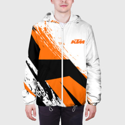 Куртка с принтом KTM для мужчины, вид на модели спереди №3. Цвет основы: белый