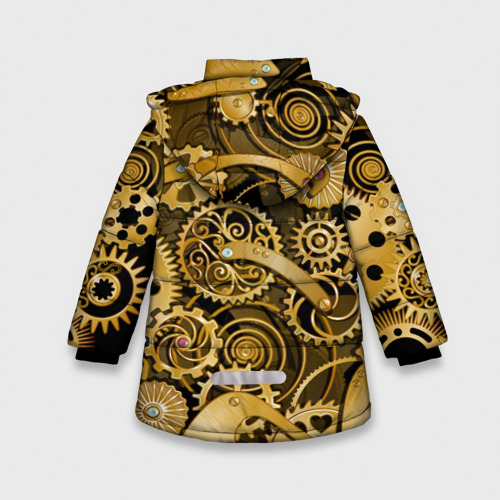 Зимняя куртка для девочек 3D Стимпанк механизмы шестеренки, цвет черный - фото 2