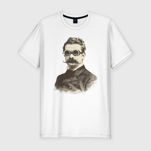 Мужская футболка хлопок Slim Стимпанк Портрет ученого, цвет белый