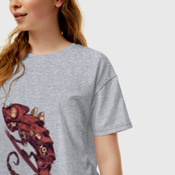 Женская футболка хлопок Oversize Steampunk хамелеон - фото 2