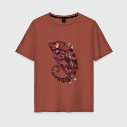 Женская футболка хлопок Oversize Steampunk хамелеон