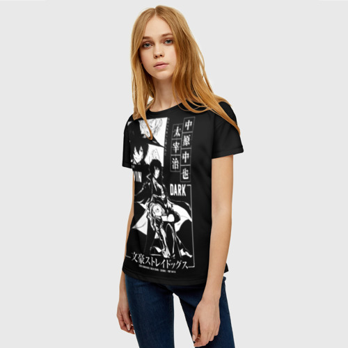 Женская футболка 3D с принтом Чуя и Дазай бродячие псы, фото на моделе #1